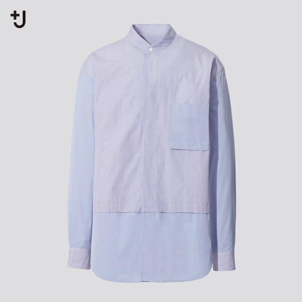 Jil Sander x Uniqlo +J Supima Cotton Stand Collar Blue Long Sleeve Shirt - SZ XS